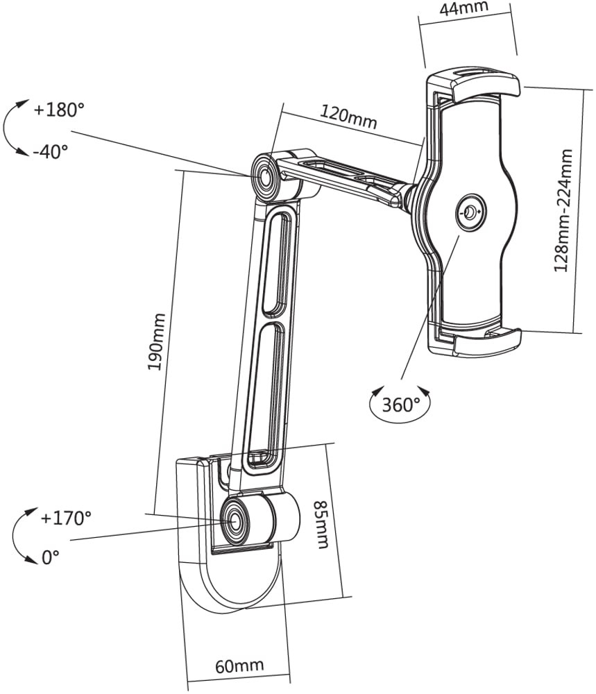 Supporto Estensibile per Tablet e i-Pad 4.7''-12.9'' da Muro o Sottopensile TECHLY - immagine 3