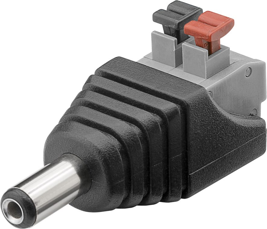 Adattatore Plug DC 2.1x5.5mm Maschio Terminal Block 2 pin con Pulsante GOOBAY