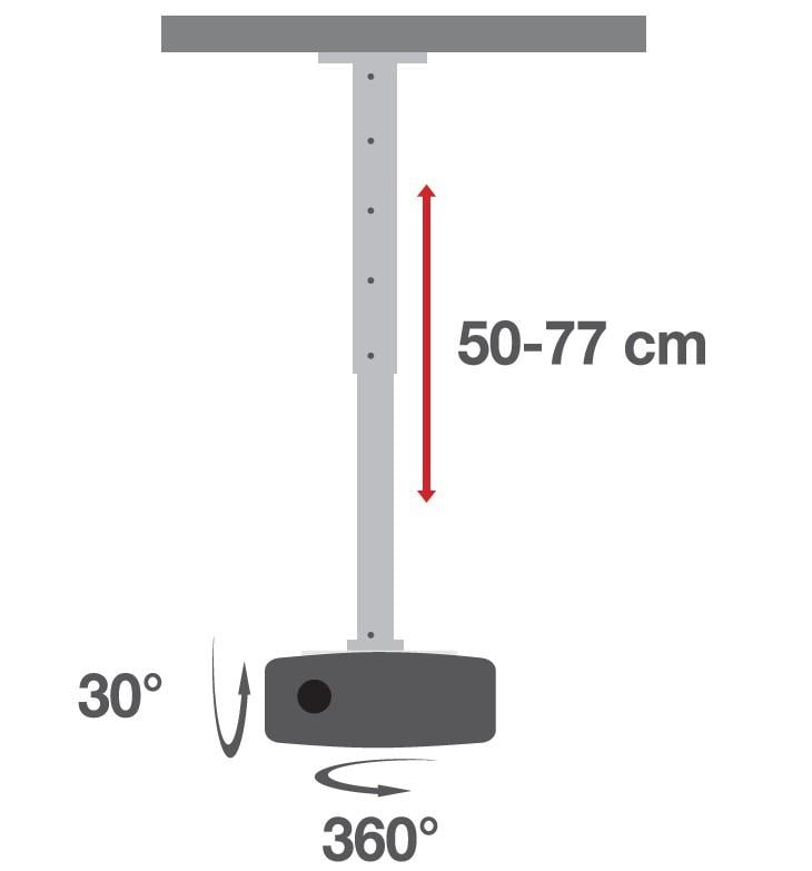 Supporto a Soffitto per Proiettori Estensione 500-770 mm Bianco TECHLY - immagine 4