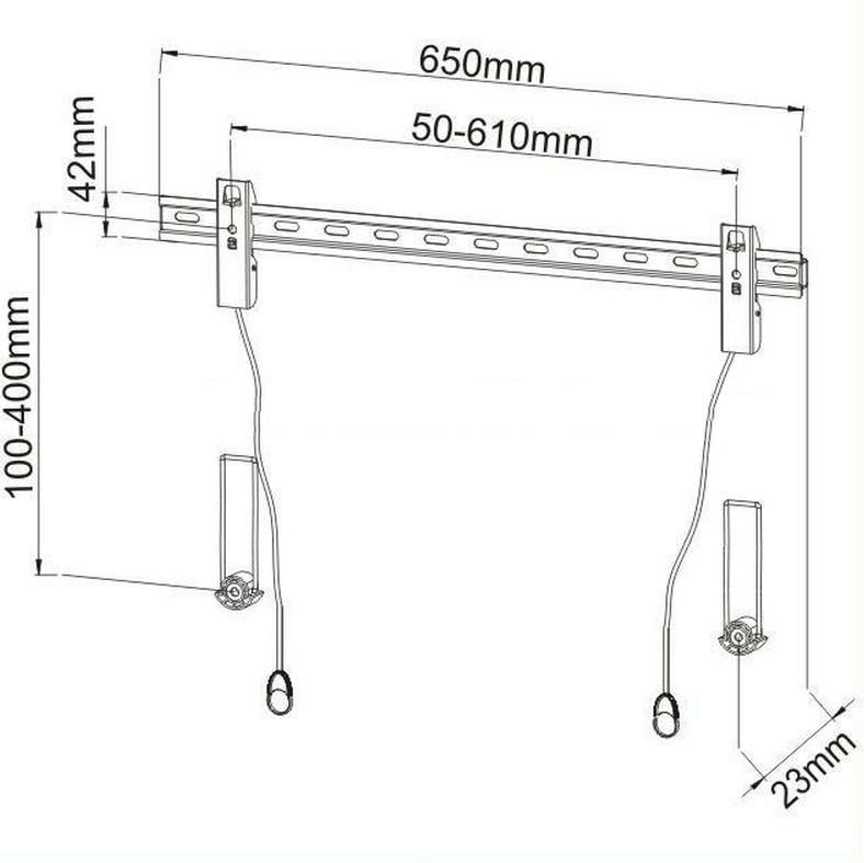 Staffa Muro Fissa Slim con Distanziali TV LED LCD 40-65'' Nero TECHLY - immagine 4
