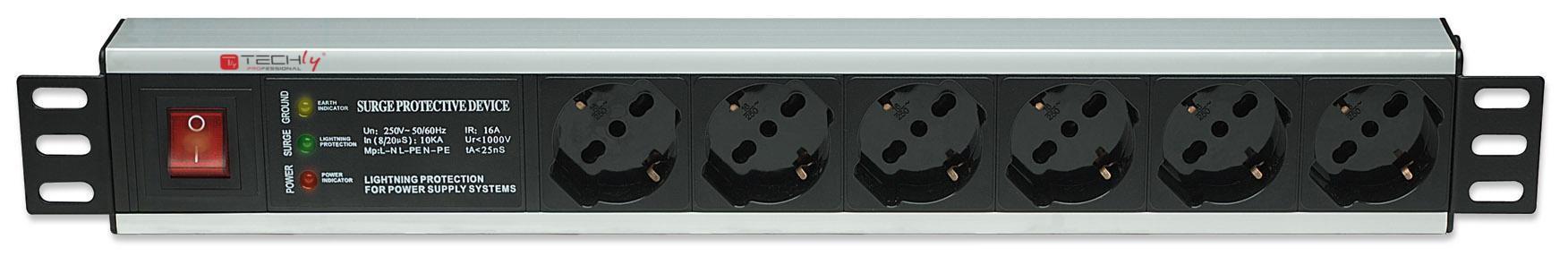 Multipresa Rack 19'' 6 Posti: Protezione e Interruttore Spina 1,5U TECHLY PROFESSIONAL - immagine 4