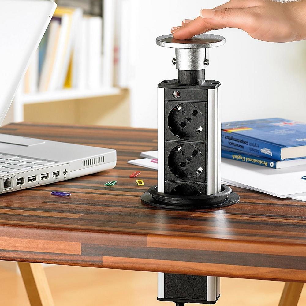 Multipresa da Scrivania 3 vie Pop-Up a Scomparsa con 2 USB TECHLY PROFESSIONAL - immagine 4
