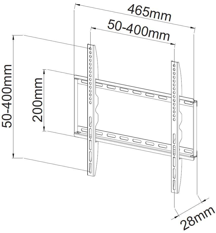 Supporto a Muro Fisso Slim per TV LED LCD 23-55'' Nero TECHLY - immagine 4