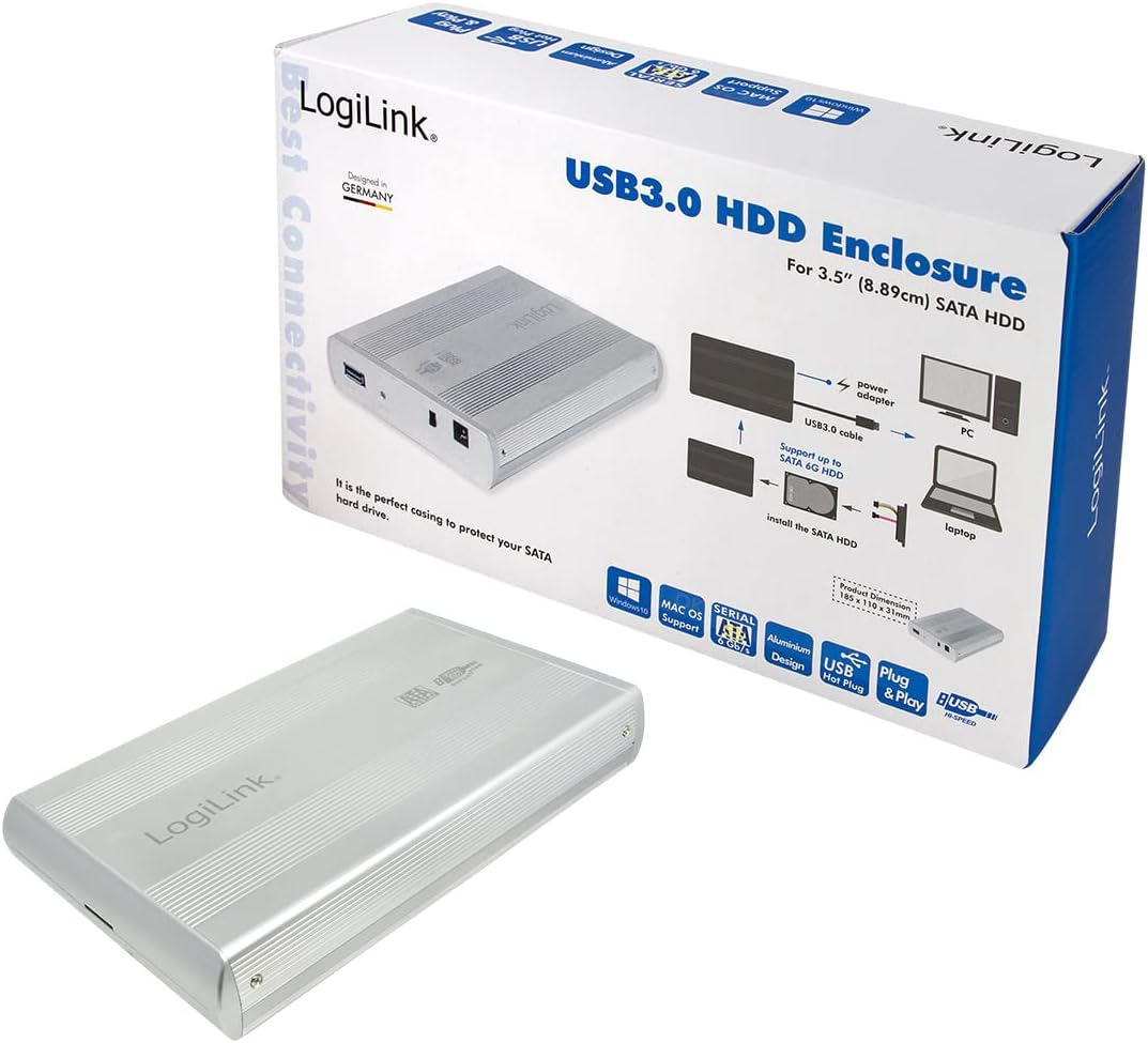 Box HDD Esterno SATA 3.5'' USB3.0 Super Speed Silver LOGILINK - immagine 4