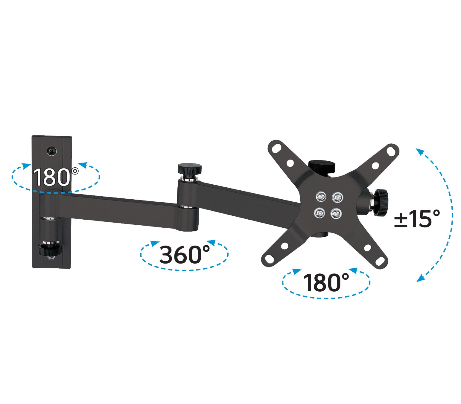 Supporto a muro per TV LED LCD 13-30'' inclinabile 3 snodi nero TECHLY - immagine 4