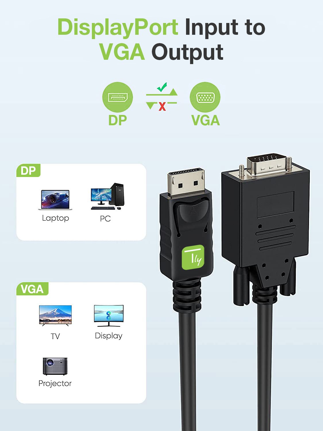 Cavo DisplayPort to VGA 3m: collegamento perfetto per il tuo monitor TECHLY - immagine 5