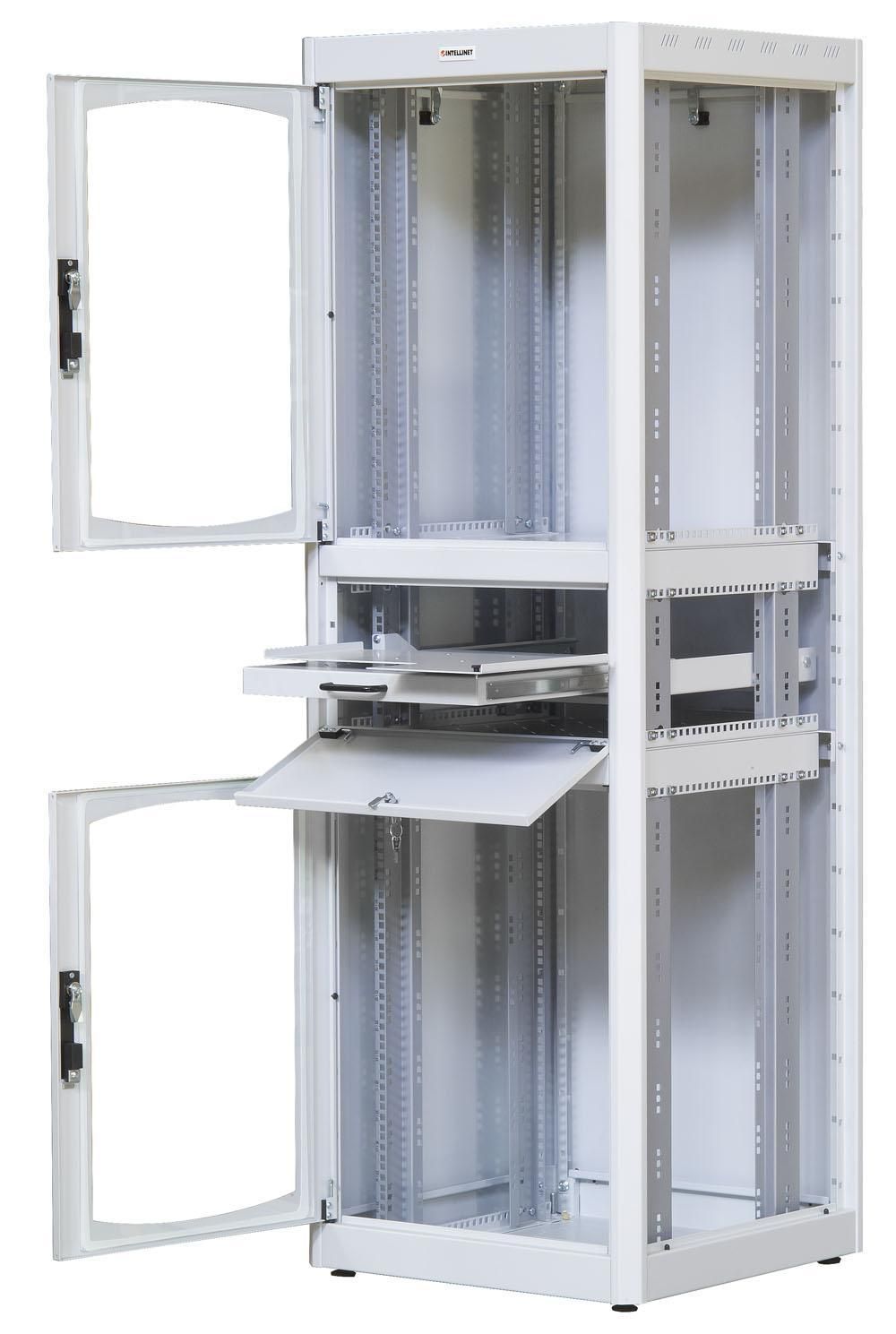 Armadio Rack 19'' 600x600 38U con Ripiano Tastiera Grigio INTELLINET - immagine 4