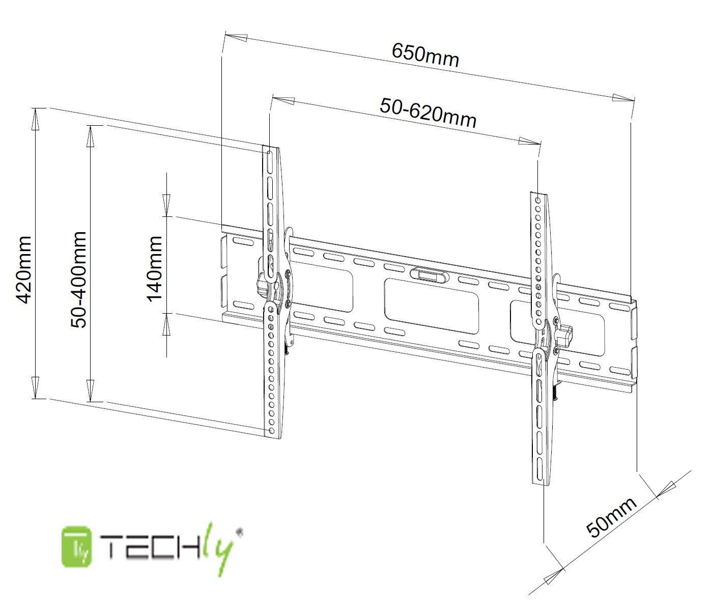 Supporto Muro TV LED LCD 40-65 Pollici: Inclinabile e Resistente TECHLY - immagine 4