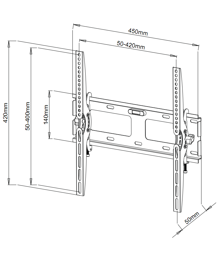 Supporto TV a Parete Nero per Schermi da 23''-55'' Inclinabile TECHLY - immagine 4