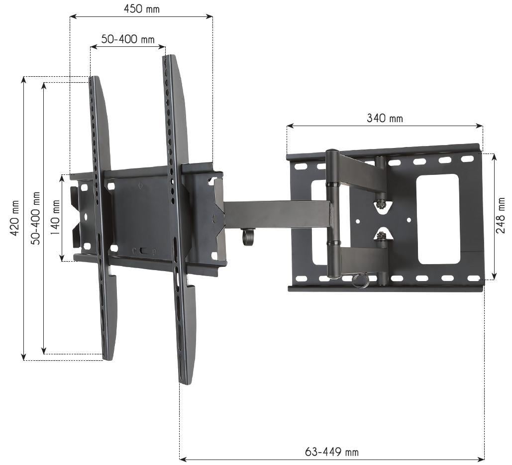 Supporto a Muro per TV LED LCD 23-55'' Estensibile Slim Full-Motion TECHLY - immagine 4