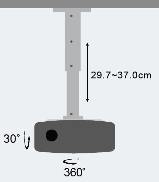 Supporto a Soffitto per Proiettori Estensione 30-37 cm Silver TECHLY - immagine 3