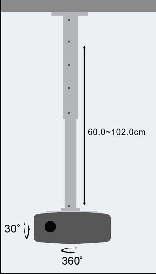Supporto a Soffitto per Proiettori Estensione 60-102 cm Silver TECHLY - immagine 3