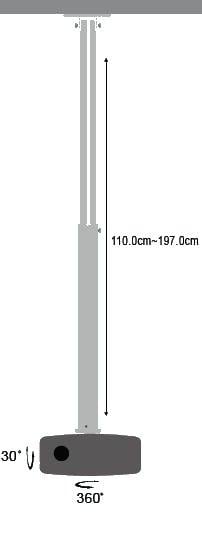 Supporto a soffitto profess. per proiettori estensione 110 - 197 cm TECHLY - immagine 4