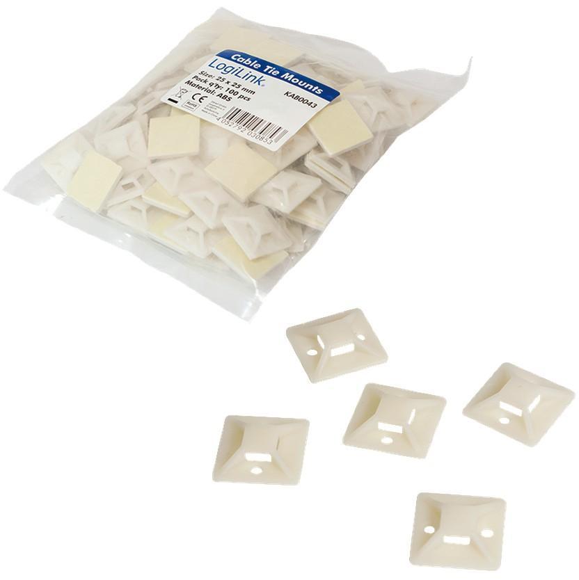 Supporto Autoadesivo 25x25mm per Fascette 100 Pz Beige LOGILINK - immagine 4