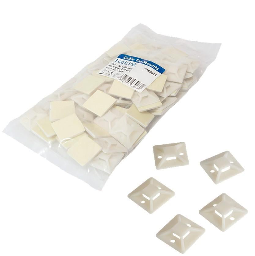 Supporto Autoadesivo 28x28 mm per Fascette 100 Pz Beige LOGILINK - immagine 4