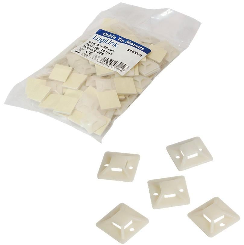 Supporto Autoadesivo 19x19mm per Fascette 100 Pz Beige LOGILINK - immagine 4