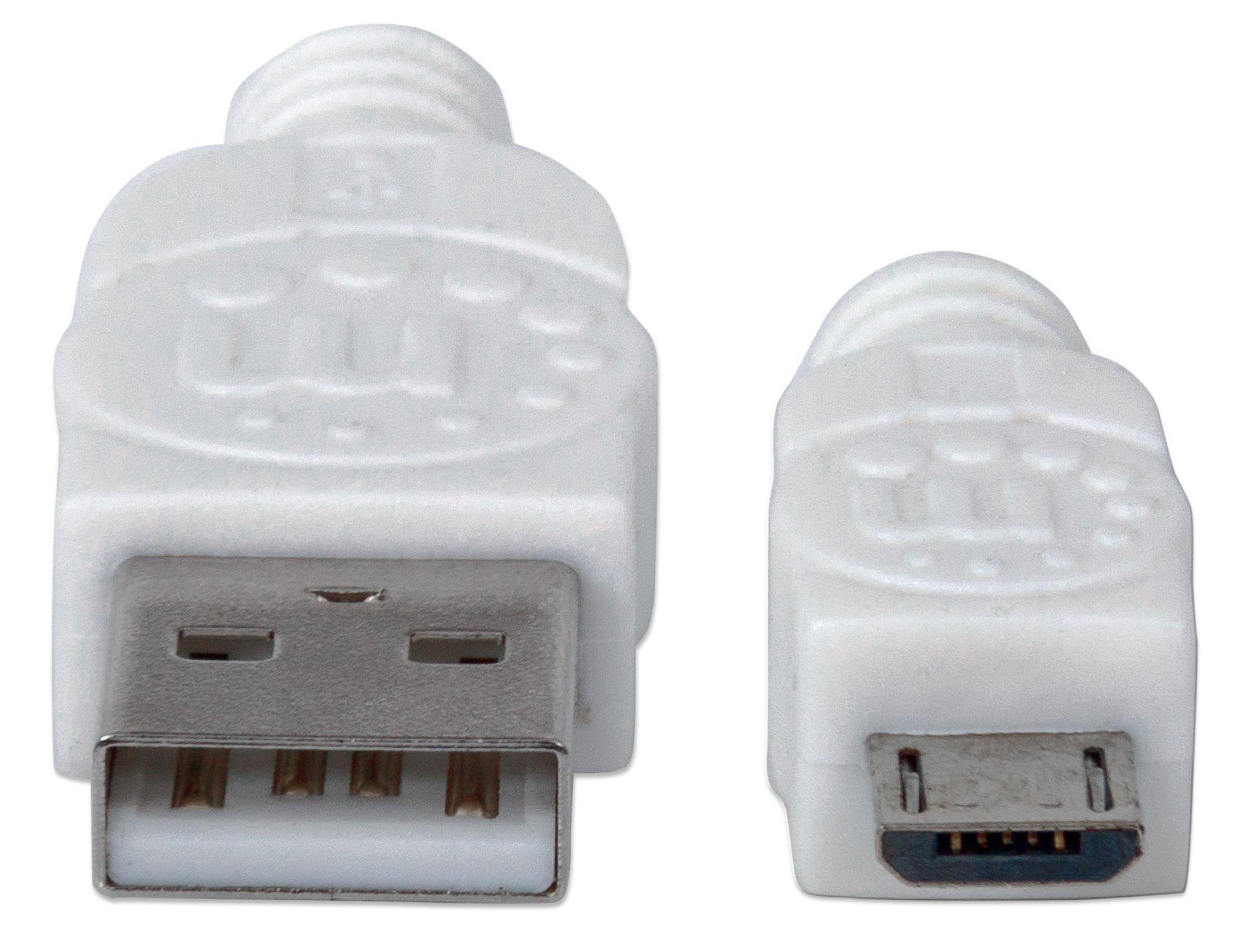 Cavo USB 2.0 A maschio/Micro B maschio 0,6m Bianco MANHATTAN - immagine 4