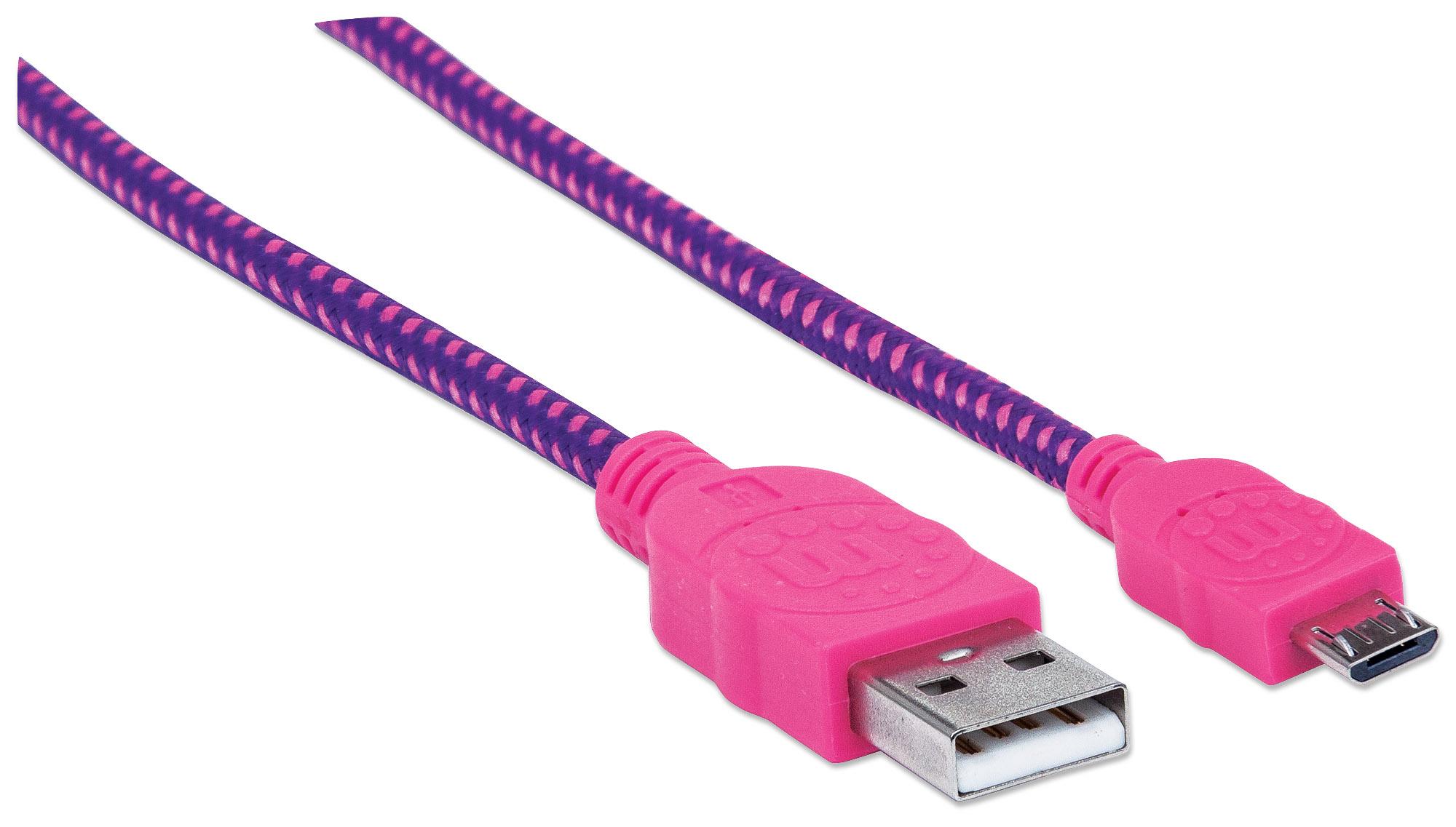 Cavo Micro USB Guaina Intrecciata USB2.0 A M/MicroB M Viola Blister MANHATTAN - immagine 4