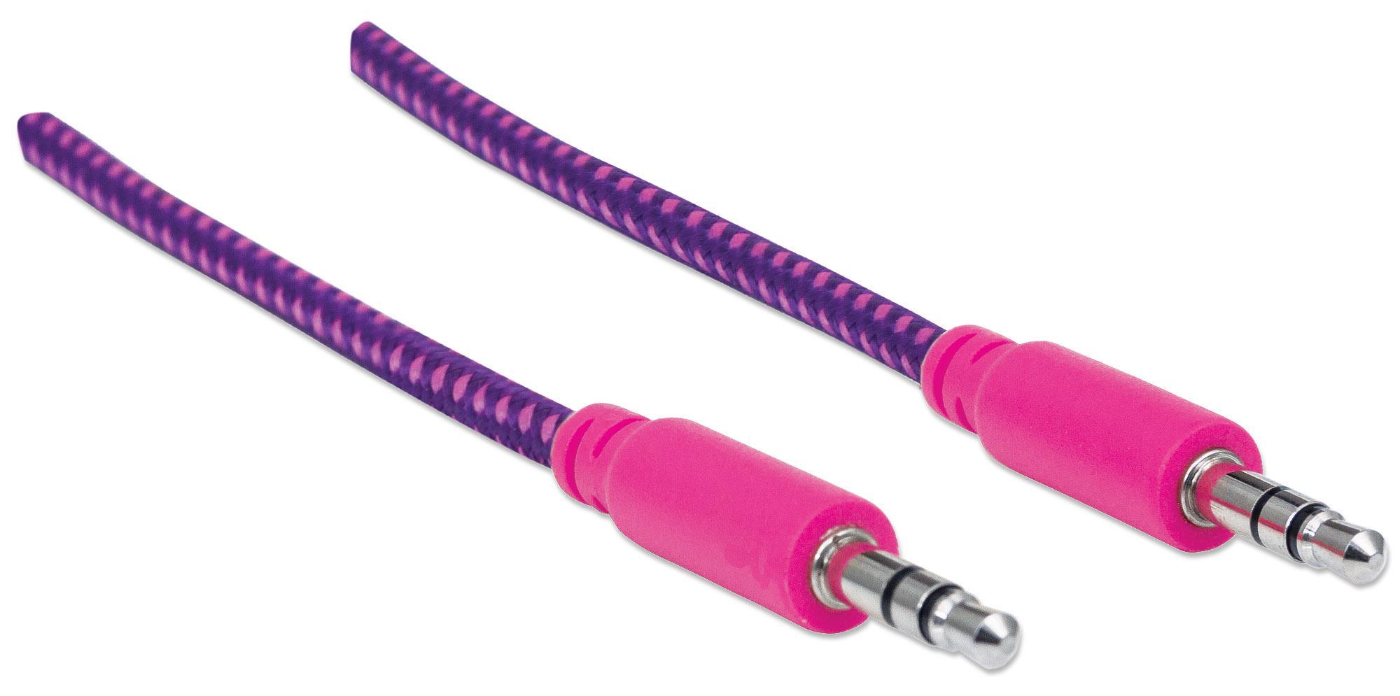 Cavo Audio con Guaina Intrecciata 1m Viola/Fucsia con Blister MANHATTAN - immagine 4