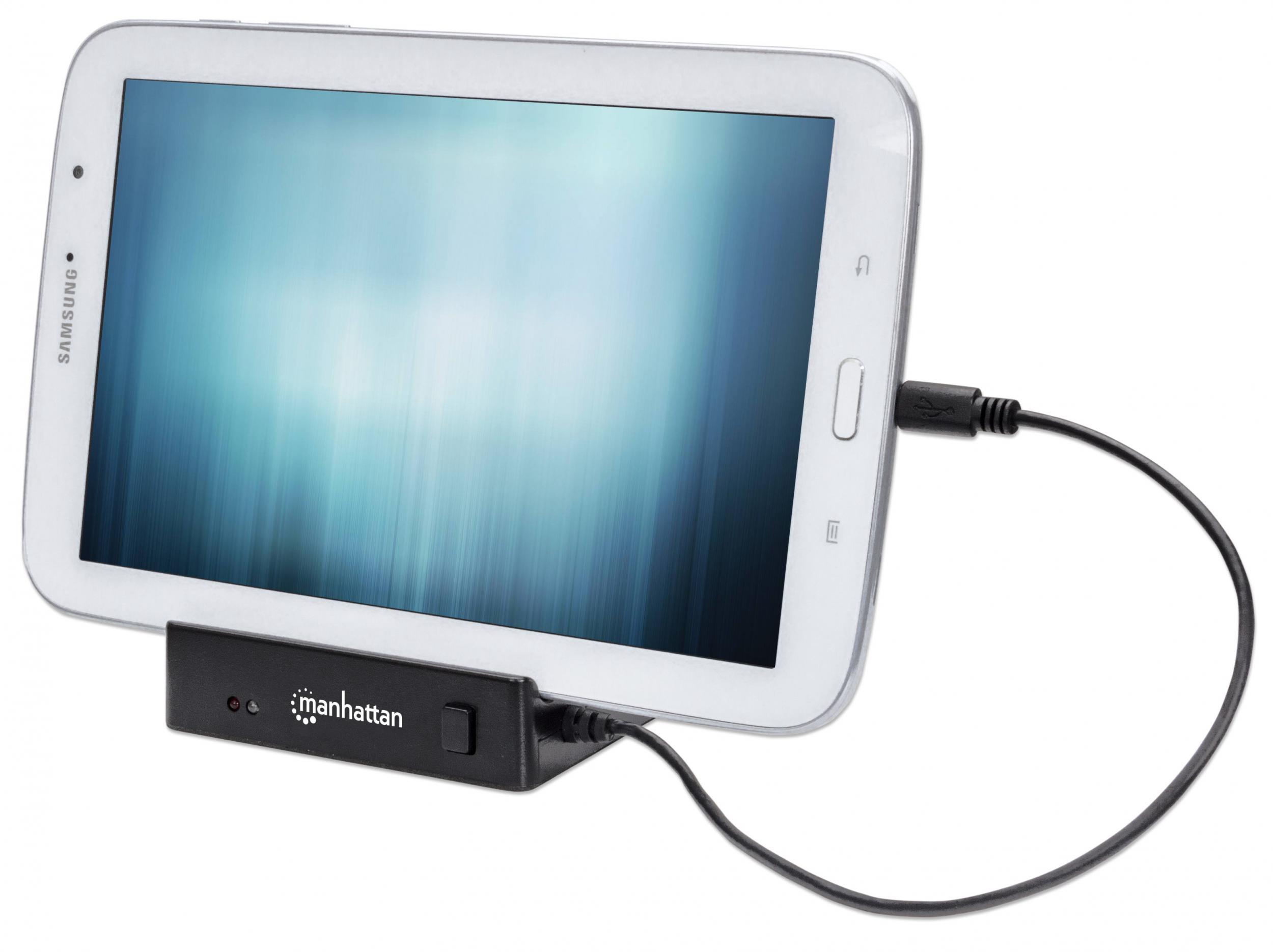 Docking Station 3 Porte USB Ricarica Smartphone e Tablet OTG Nero MANHATTAN - immagine 4
