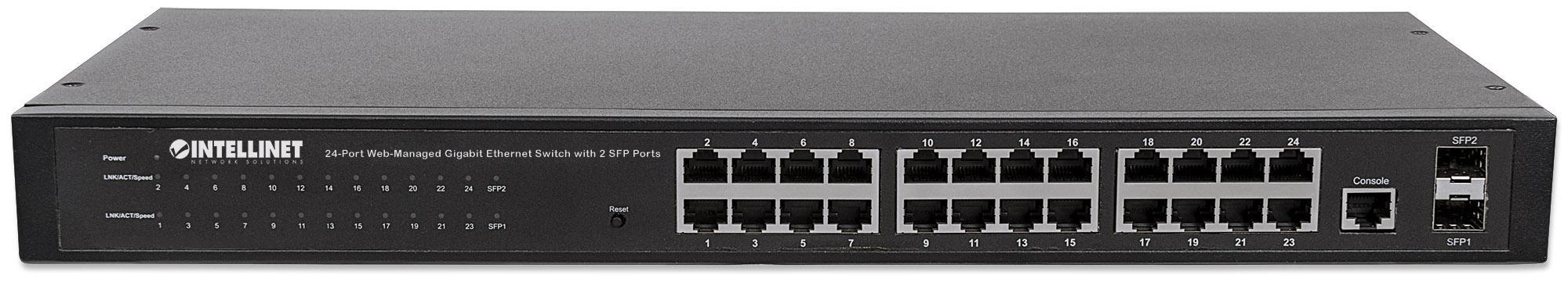 Switch 24 porte Web-Managed Gigabit Ethernet con 2 porte SFP INTELLINET - immagine 4