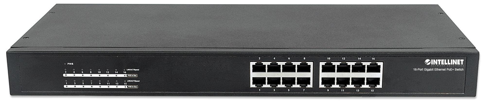 Switch Gigabit 16 Porte Ethernet PoE+ Nero INTELLINET - immagine 4