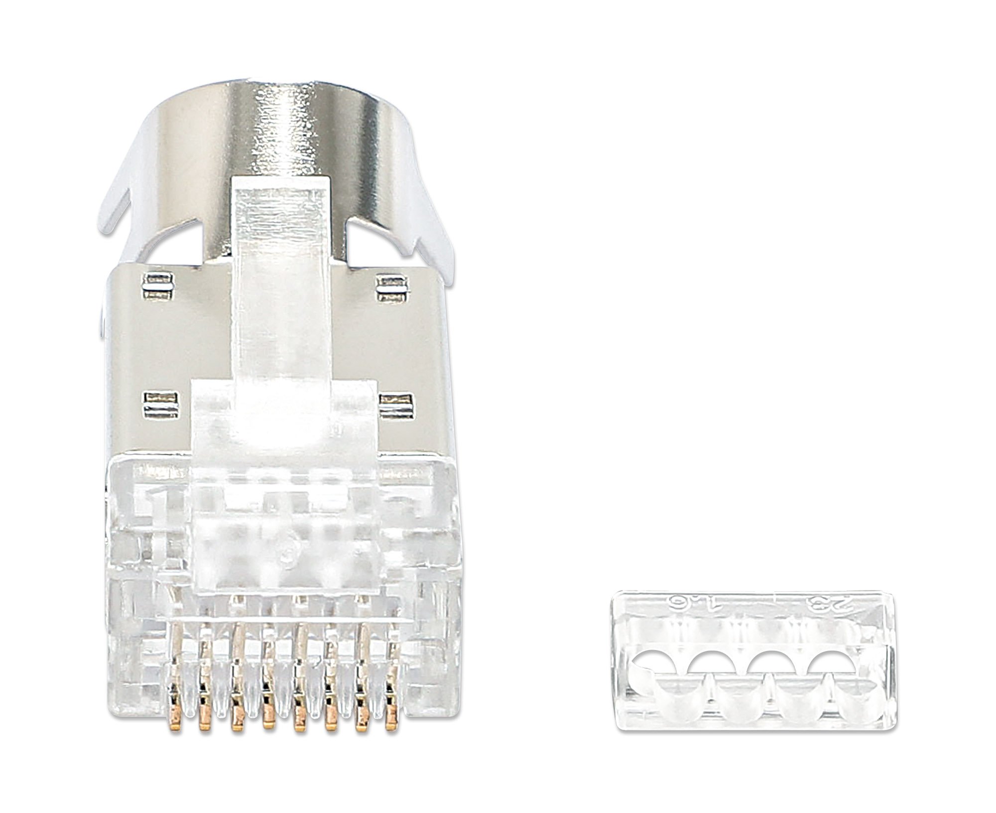 Confezione 50 Plug RJ45 STP per Cavo Rigido Flessibile Cat.6A STP INTELLINET - immagine 4