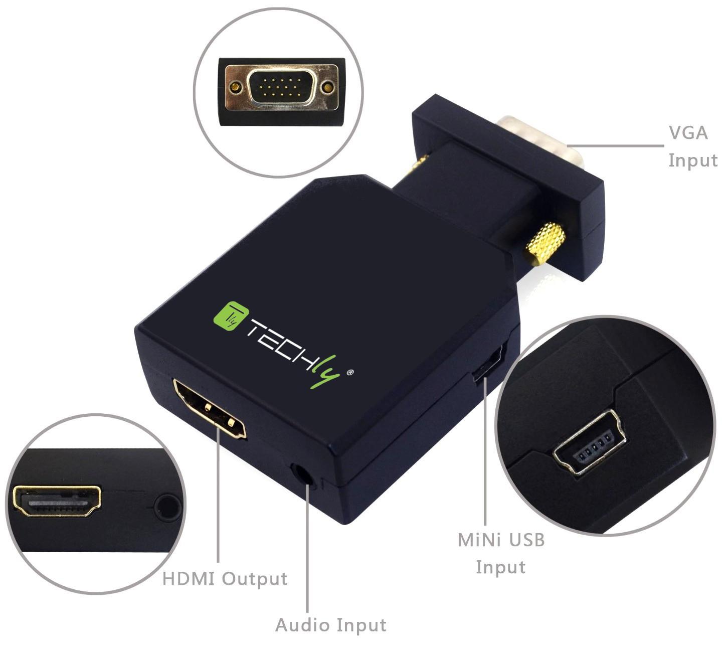 Mini Convertitore da VGA e Audio a HDMI TECHLY - immagine 4