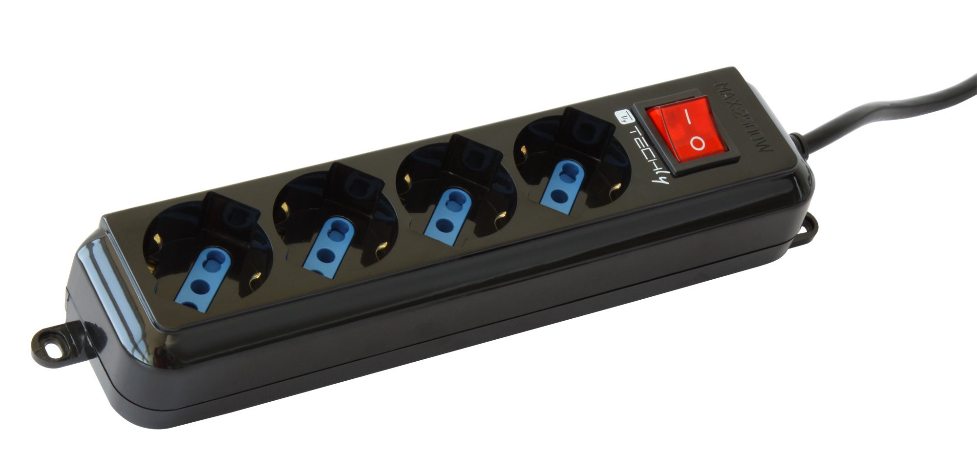 Multipresa 4 Posti Italiana Bipasso con Interruttore Nero TECHLY - immagine 4
