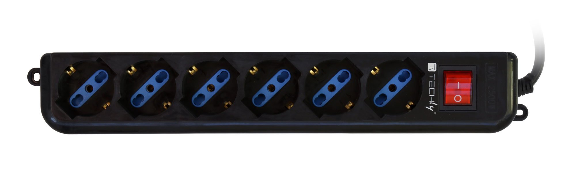 Multipresa 6 Posti Italiana Bipasso con Interruttore Nero TECHLY - immagine 4