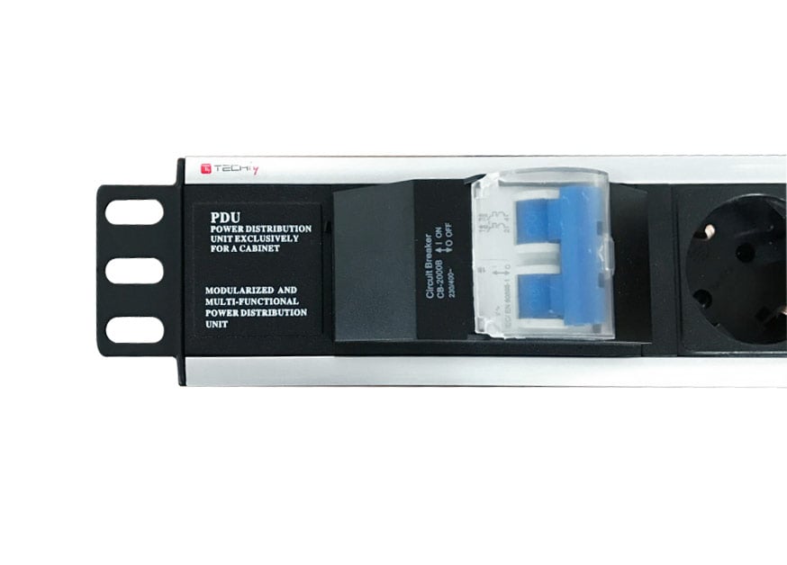 Multipresa Rack 19'' con 6 Prese, Magnetotermico e Spina Schuko Angolata TECHLY PROFESSIONAL - immagine 4