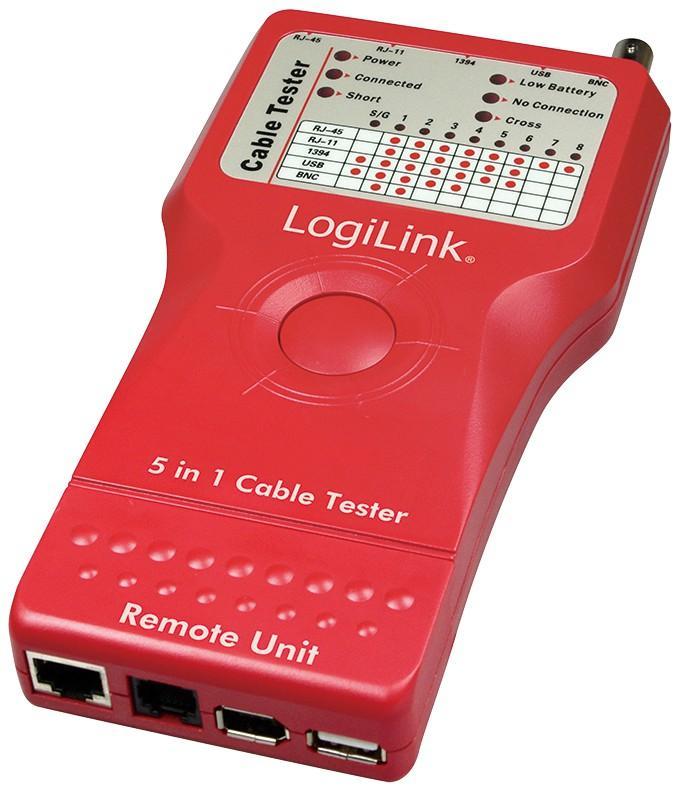 Tester di Rete per Cavi Firewire RJ45 Cat. 5 e 6, ISDN, USB e BNC LOGILINK - immagine 4