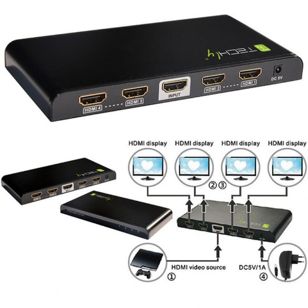 Splitter HDMI 4K UHD 3D 4 vie TECHLY - immagine 4