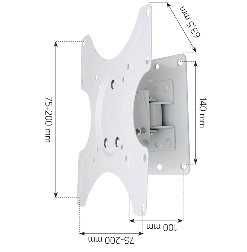Supporto a muro per TV LED LCD 19 - 37'' inclinabile 1 snodo Bianco TECHLY - immagine 4