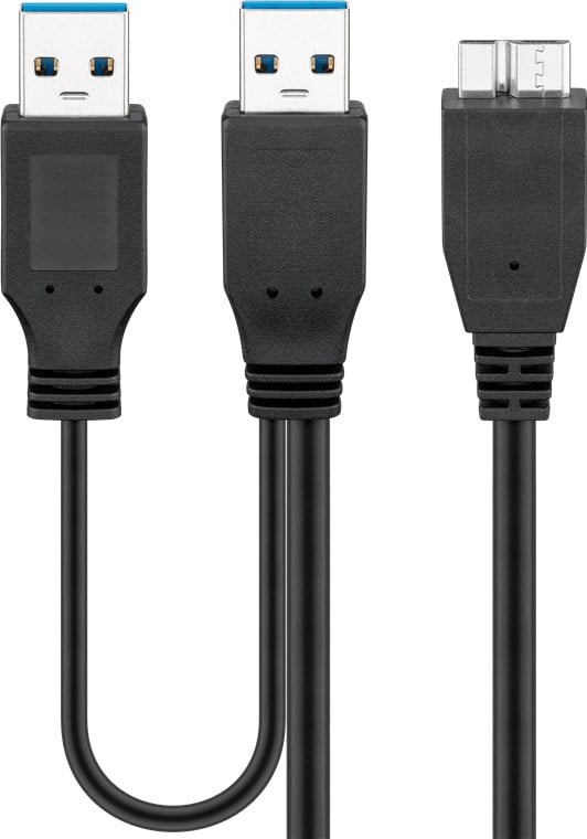 Cavo USB 3.0 SuperSpeed ad Y 2x A M / Micro B M 0,3 m Nero GOOBAY