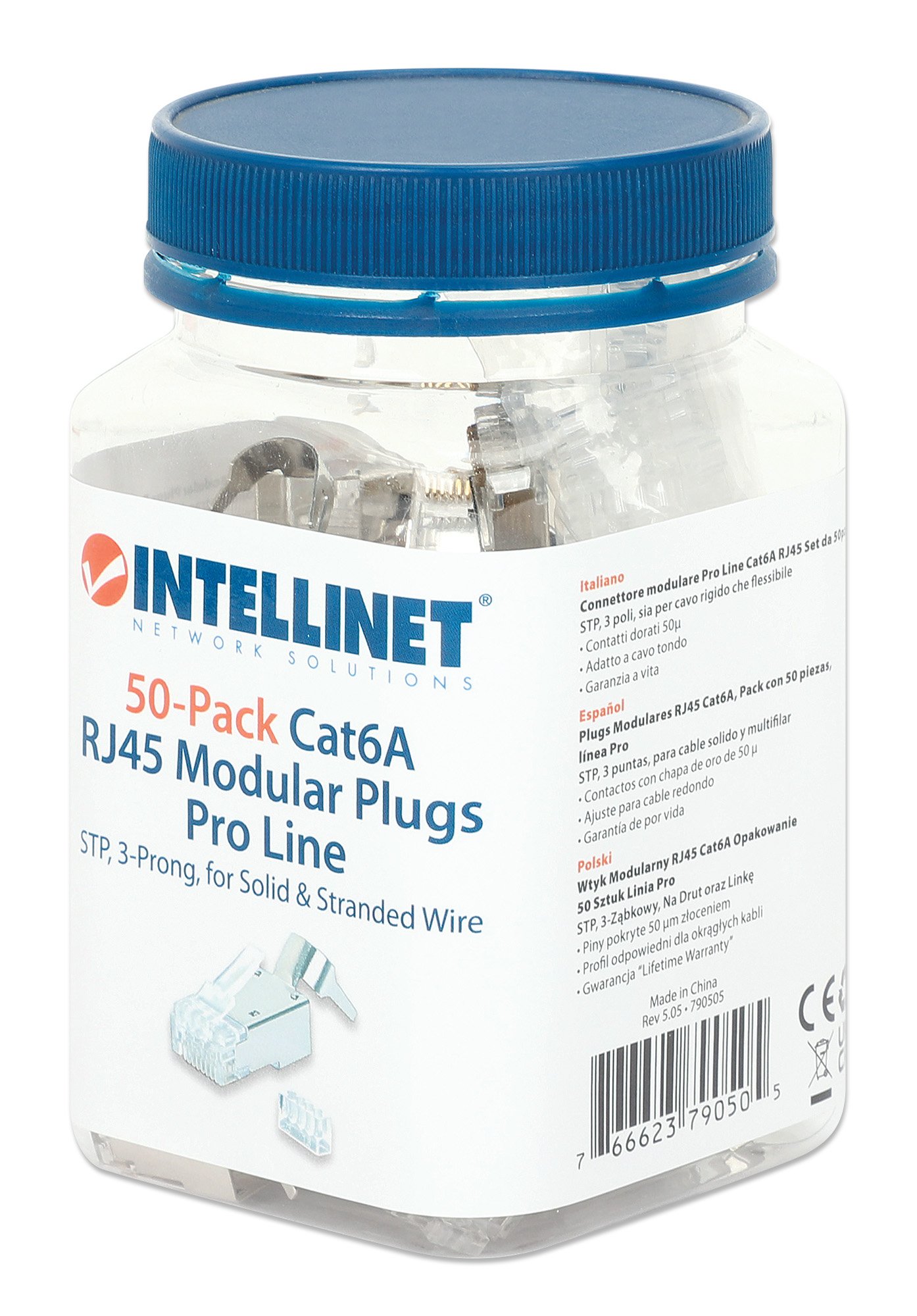 Confezione 50 Plug RJ45 STP per Cavo Rigido Flessibile Cat.6A STP INTELLINET