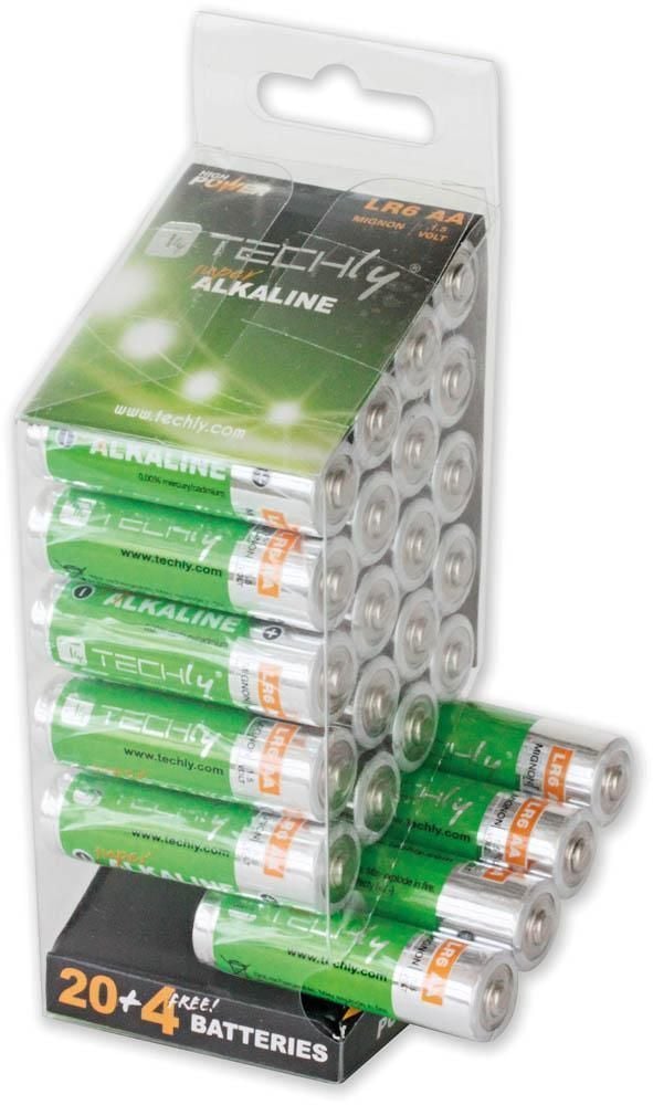 Multipack 24 Batterie High Power Stilo AA Alcaline LR06 1,5V TECHLY
