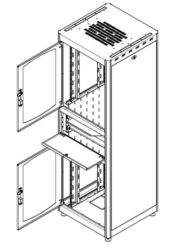 Armadio Rack 19'' 600x600 38U con Ripiano Tastiera Grigio INTELLINET - immagine 5