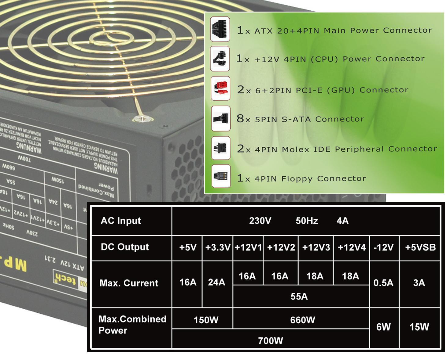 Alimentatore per PC ATX 700 Watt OEM - immagine 5
