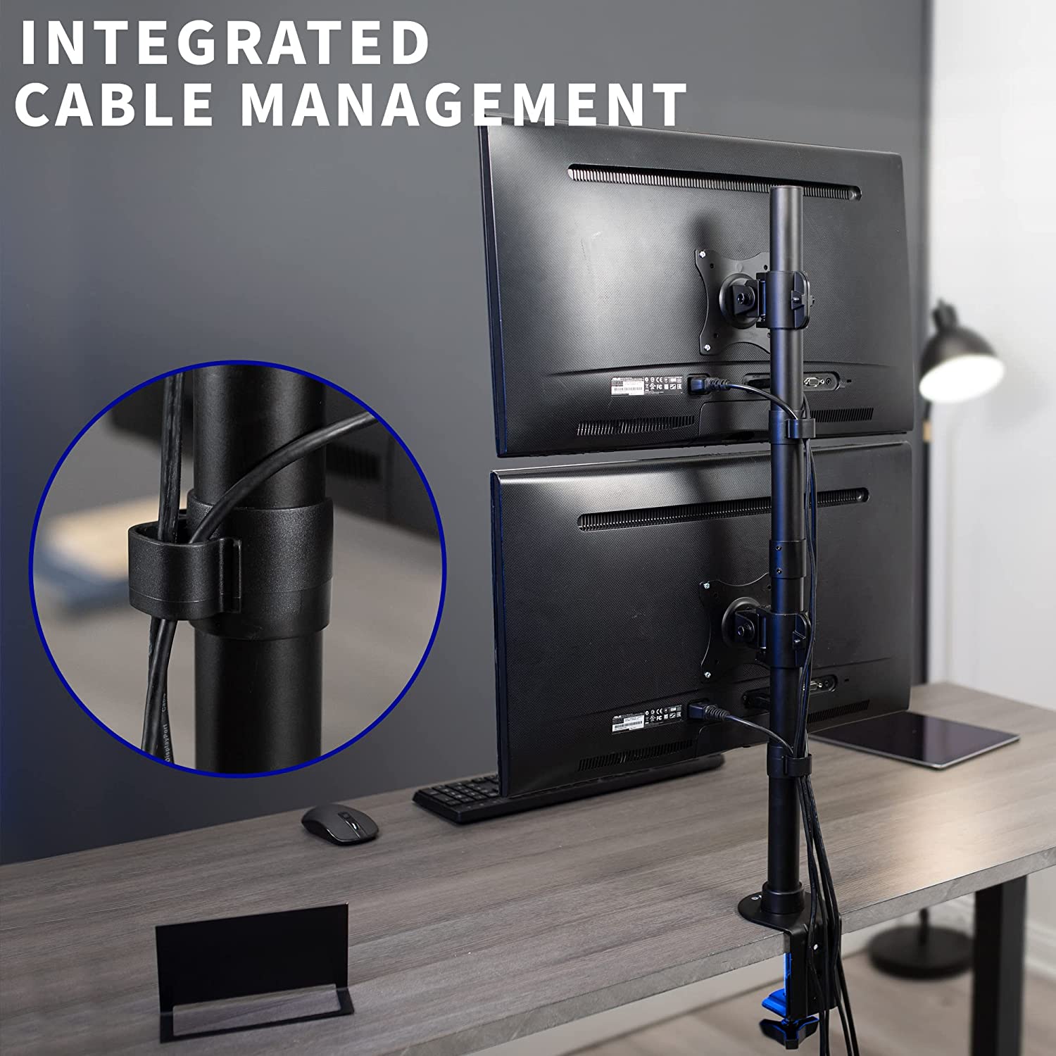 Supporto da Scrivania per 2 Monitor 13-27'' con Morsetto TECHLY - immagine 7