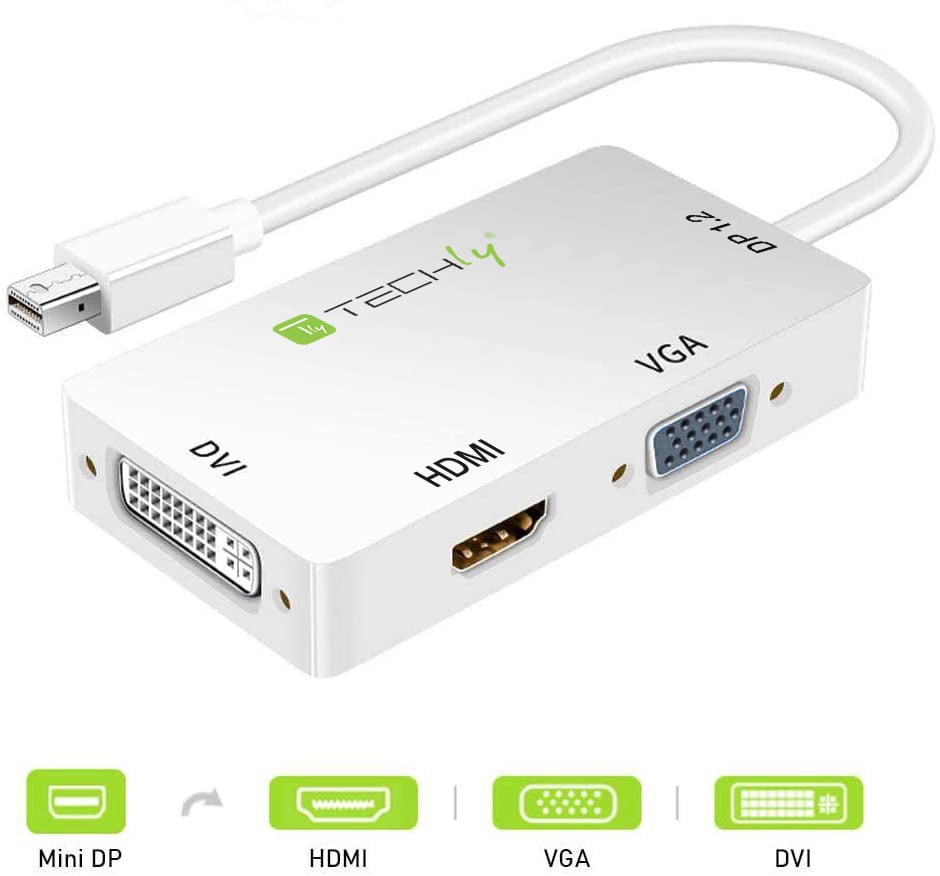 Adattatore 3 in 1 Mini DisplayPort 1.2 (Thunderbolt) a HDMI/DVI/VGA TECHLY - immagine 4
