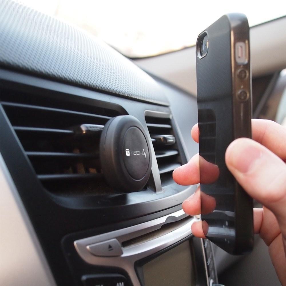 Supporto Magnetico da Auto per Smartphone e Tablet Nero TECHLY - immagine 5