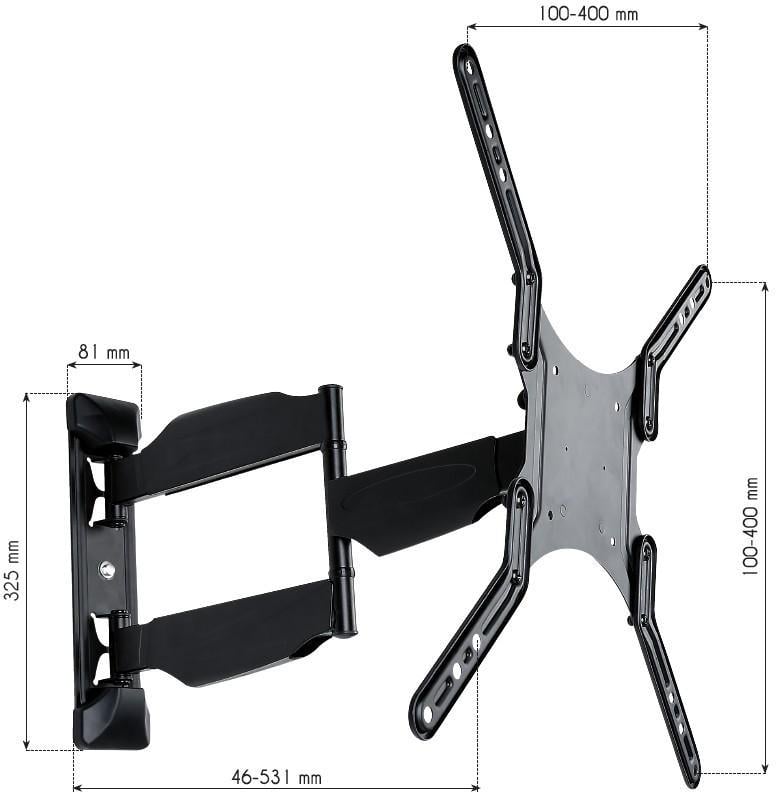 Supporto a Muro Ultra Slim per TV LED LCD 23-55'' Full Motion Nero TECHLY - immagine 5