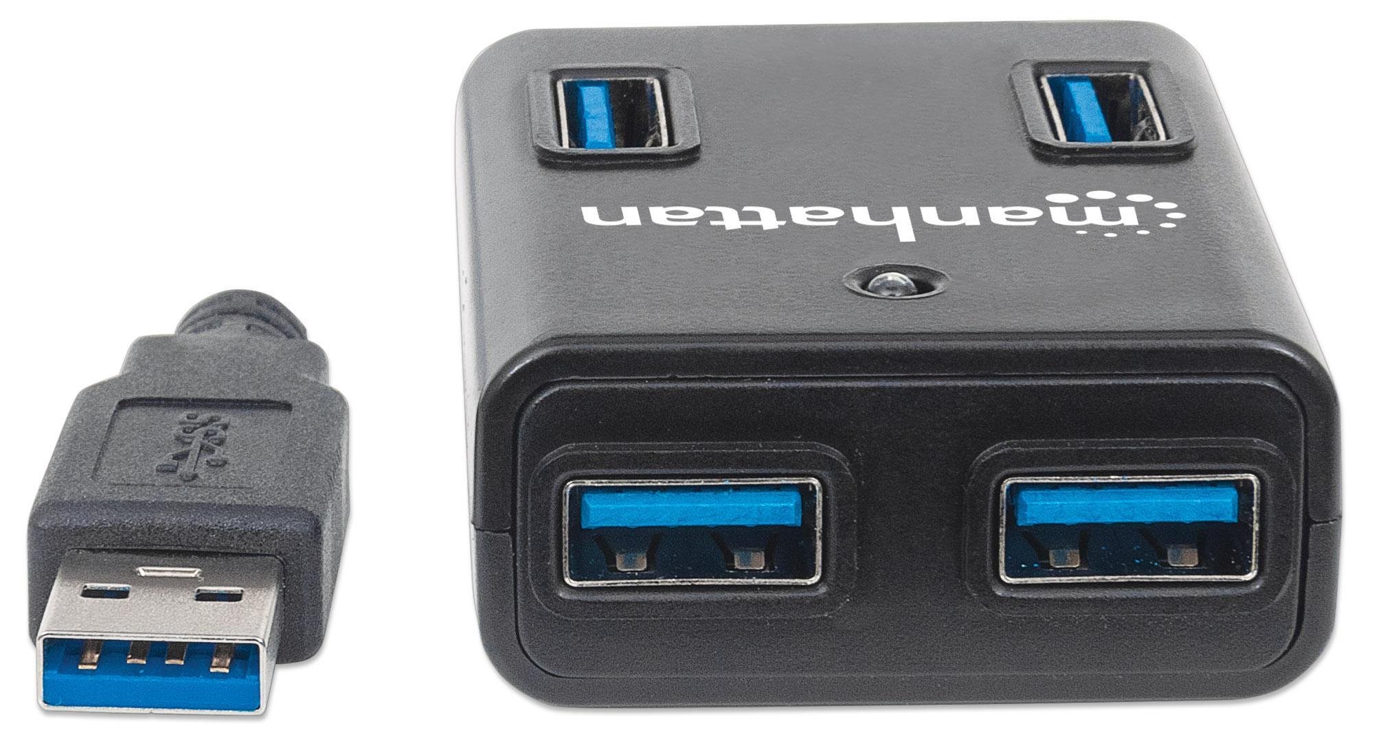 Hub USB 3.0 4 Porte con Alimentatore 5V 3A Nero MANHATTAN - immagine 5