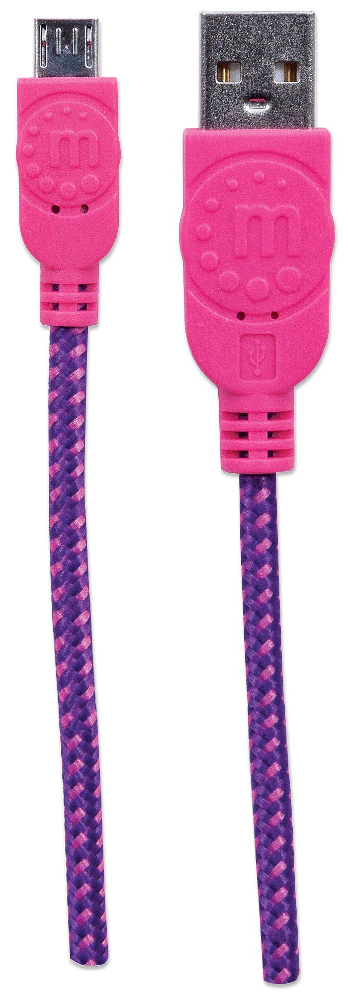 Cavo Micro USB Guaina Intrecciata USB/MicroUsb 1.8m Viola/Fucsia MANHATTAN - immagine 5