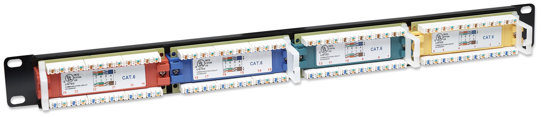 Pannello Patch UTP 24 porte Cat.6 - Colori Vivaci INTELLINET - immagine 4