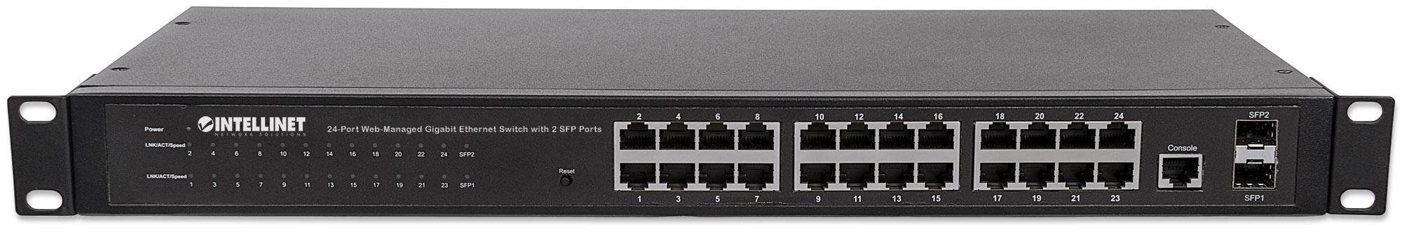 Switch 24 porte Web-Managed Gigabit Ethernet con 2 porte SFP INTELLINET - immagine 5