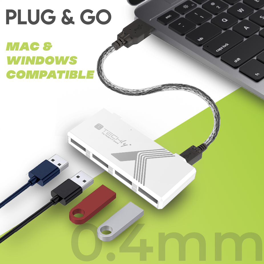 Mini Hub USB Hi Speed 4 Porte Bianco TECHLY - immagine 5