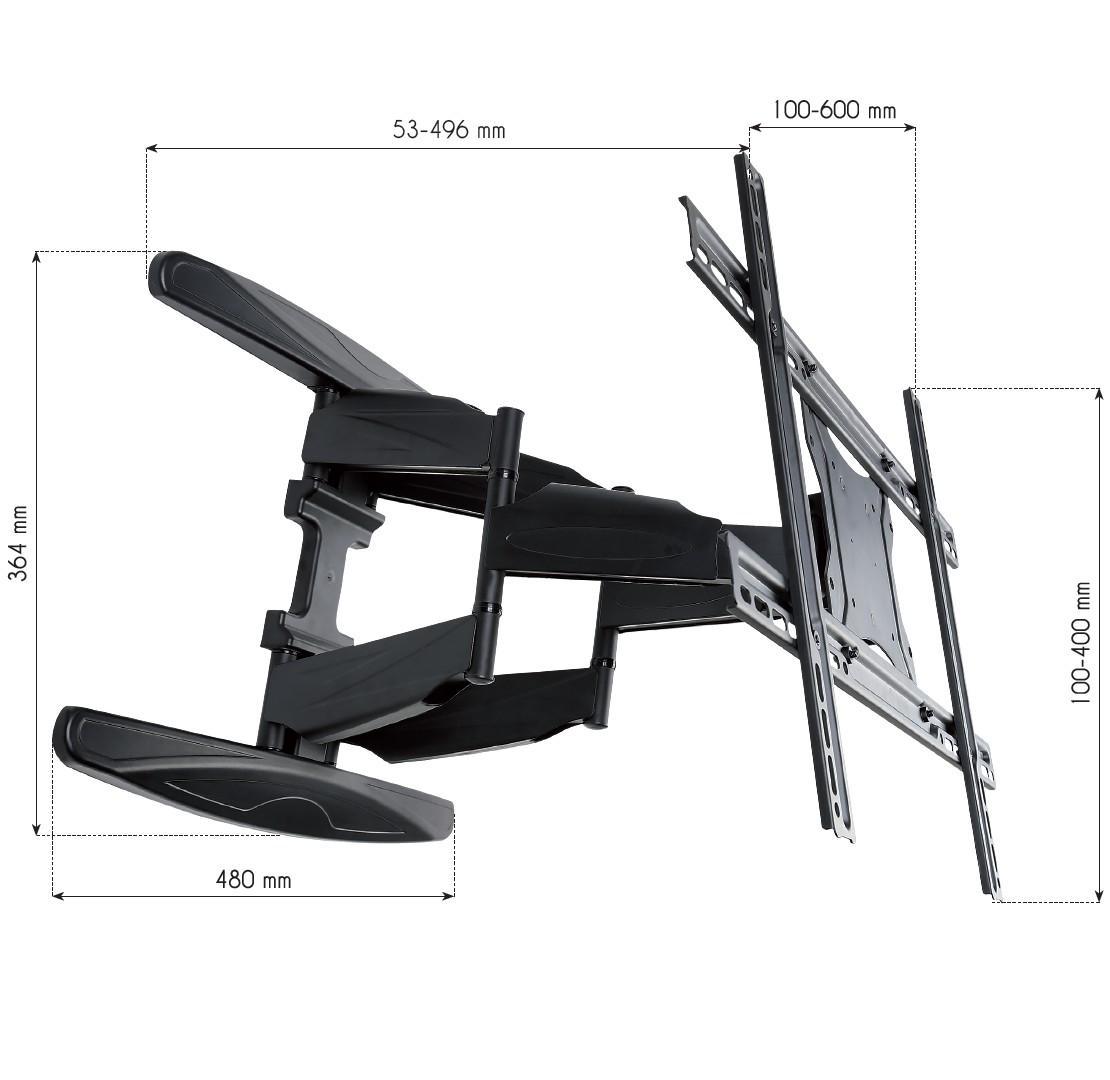 Supporto a Muro Ultra Slim per TV LED LCD 40-80'' Full Motion Nero TECHLY - immagine 5