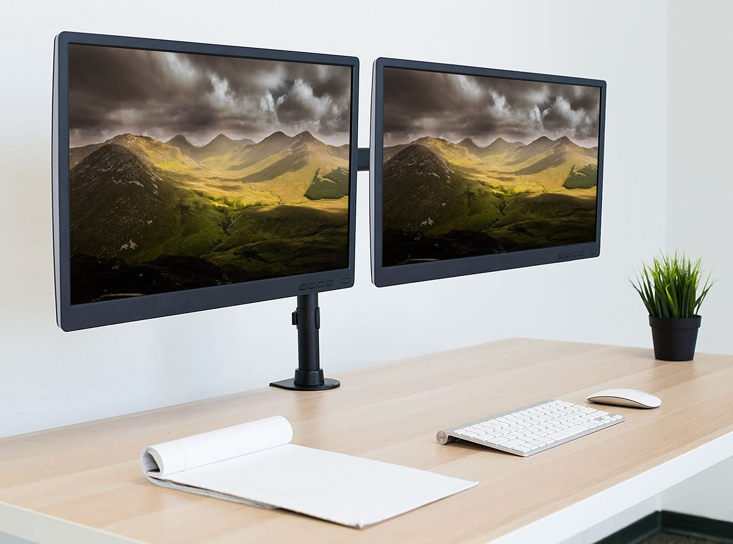 Supporto da Scrivania per 2 Monitor 13-27'' Installazione con Morsetto o Vite Passante TECHLY - immagine 5